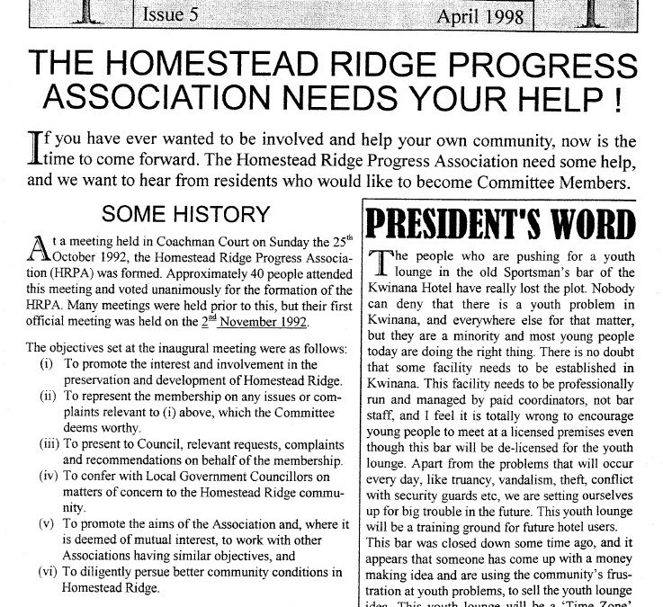 1998 Homestead Ridge Newsletter